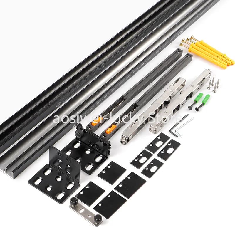 Two-way Buffer Ghost Door Hardware Accessories Hanging Rail Hanging Sliding Wooden Door Hidden Trackless Sliding Door Track