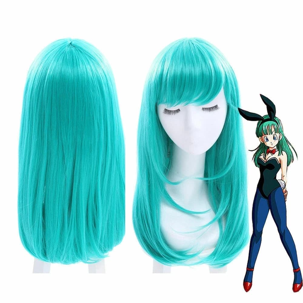 Bulma/Buruma Cosplay Wig 65cm Green Curly Synthetic Halloween Costume Party Wigs