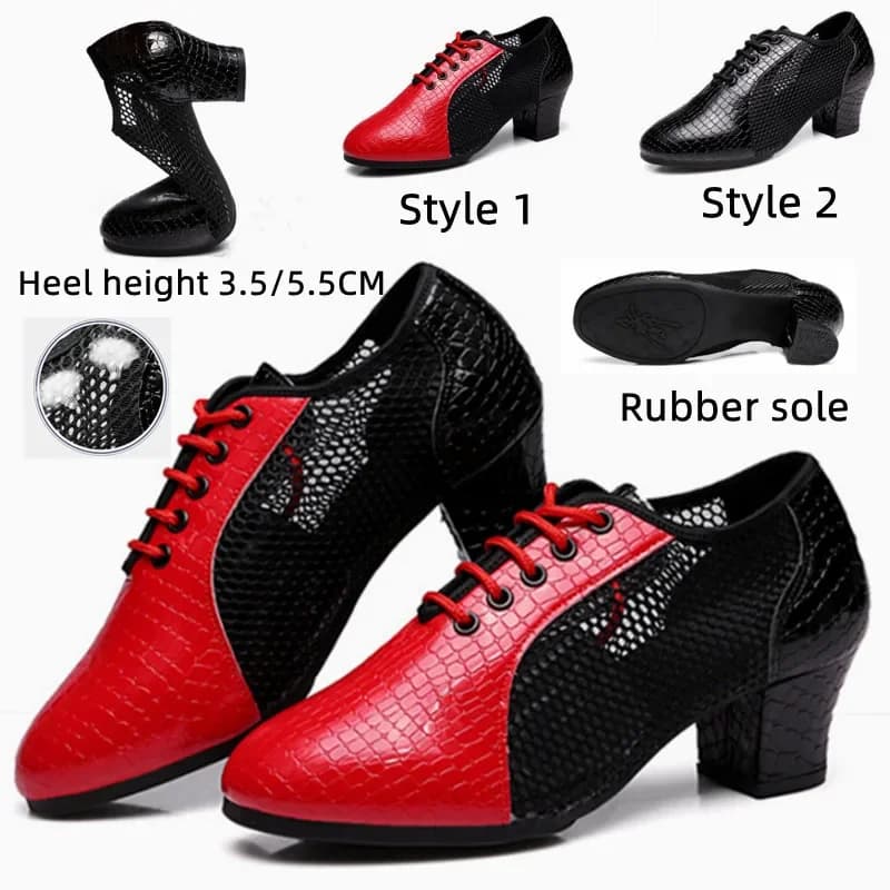Women Red Black Latin Dance Shoes Outdoor Jazz Ballroom Salsa Dancing Shoes Teacher Training Modern Tango Dance Sneakers Female