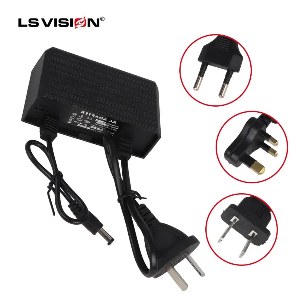 LS VISION Qualified AC 110-240V To DC 12V 2A CCTV Power Supply Adapter,EU/US/UK/AU Plug ABS Plastic for Home Security Camera