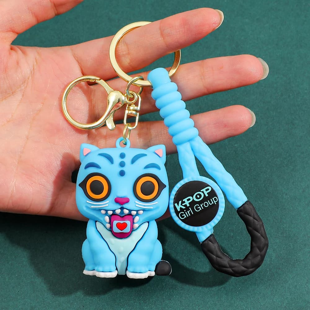 Kpop Demon Hunters Movie Keychain, Tiger Character PVC Figure Keychain, Cute Harajuku Style Key Ring for Kids & Fans Halloween