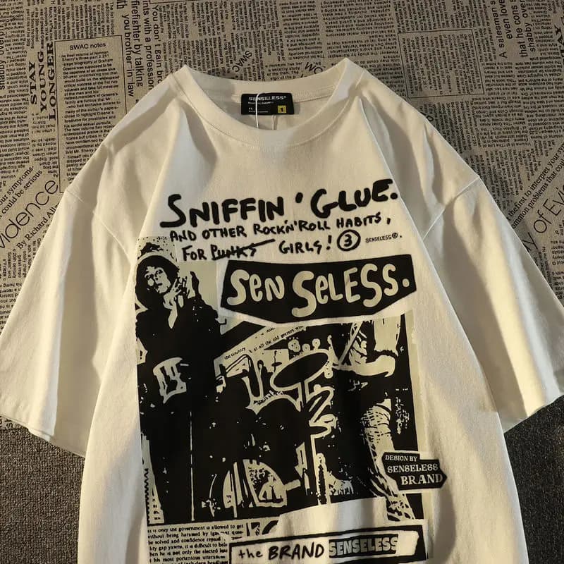 Female T Shirt Retro Short Sleeve T-shirt Men's Loose American T-shirt Oversized T-shirts Print Kawaii Oversized Top Streetwear