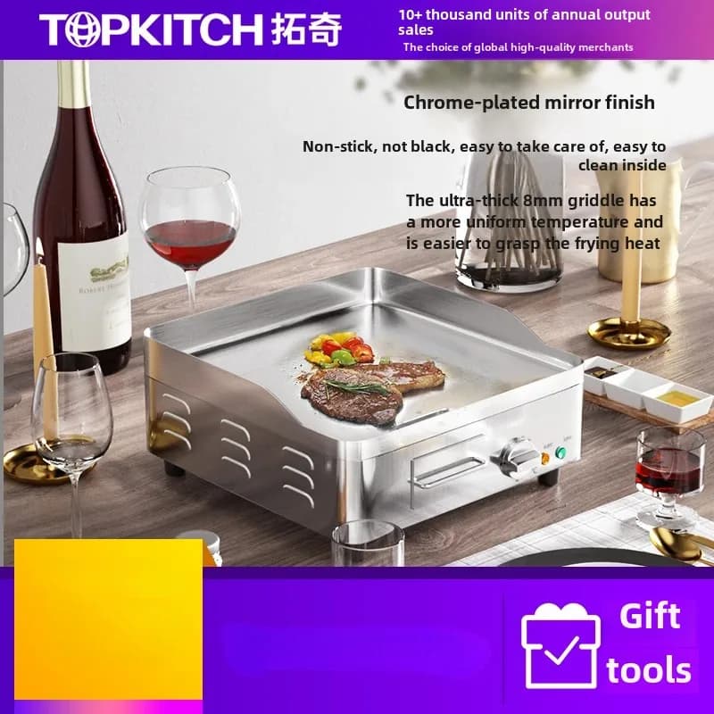 Small electric griddle commercial thickened desktop cold noodle machine household teppanyaki steak frying hand cake machine