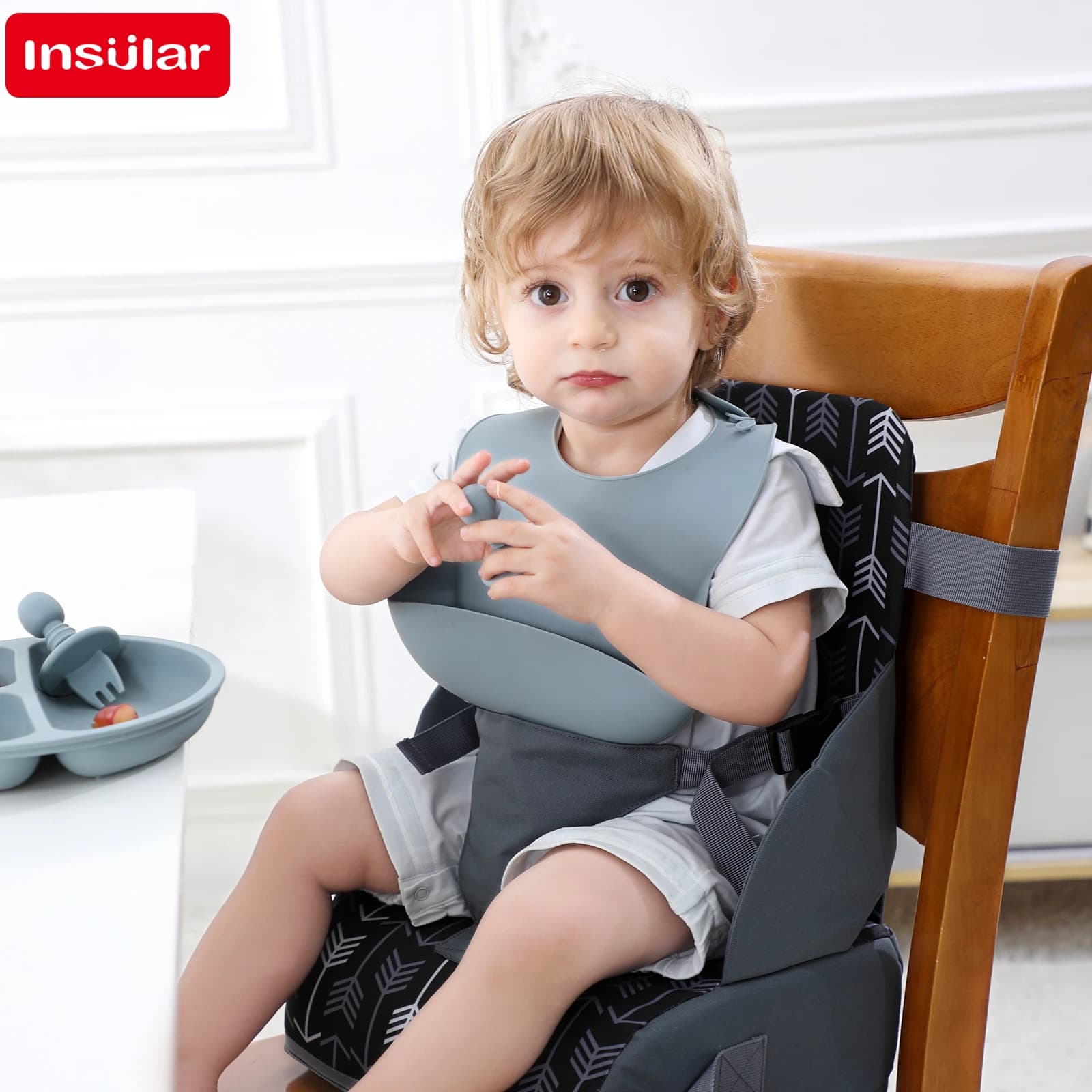 INSULAR Portable Folding Children's Seat Height Cushion Baby Dining Chair Height Cushion Children's Products
