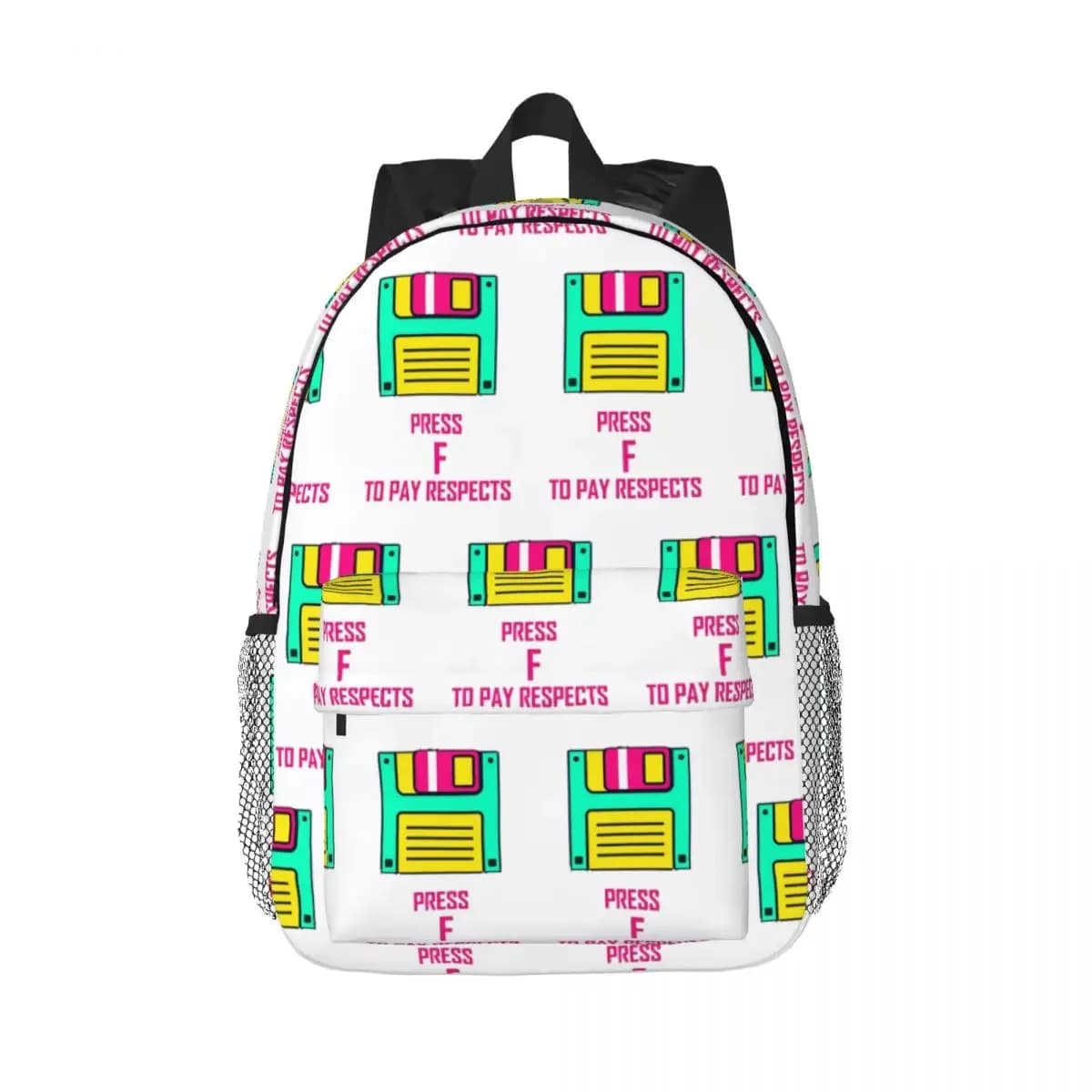 Colorful Neon Floppy Disk For Fans Of 80s Backpacks Teenager Bookbag Cartoon Students School Bags Travel Rucksack Shoulder Bag