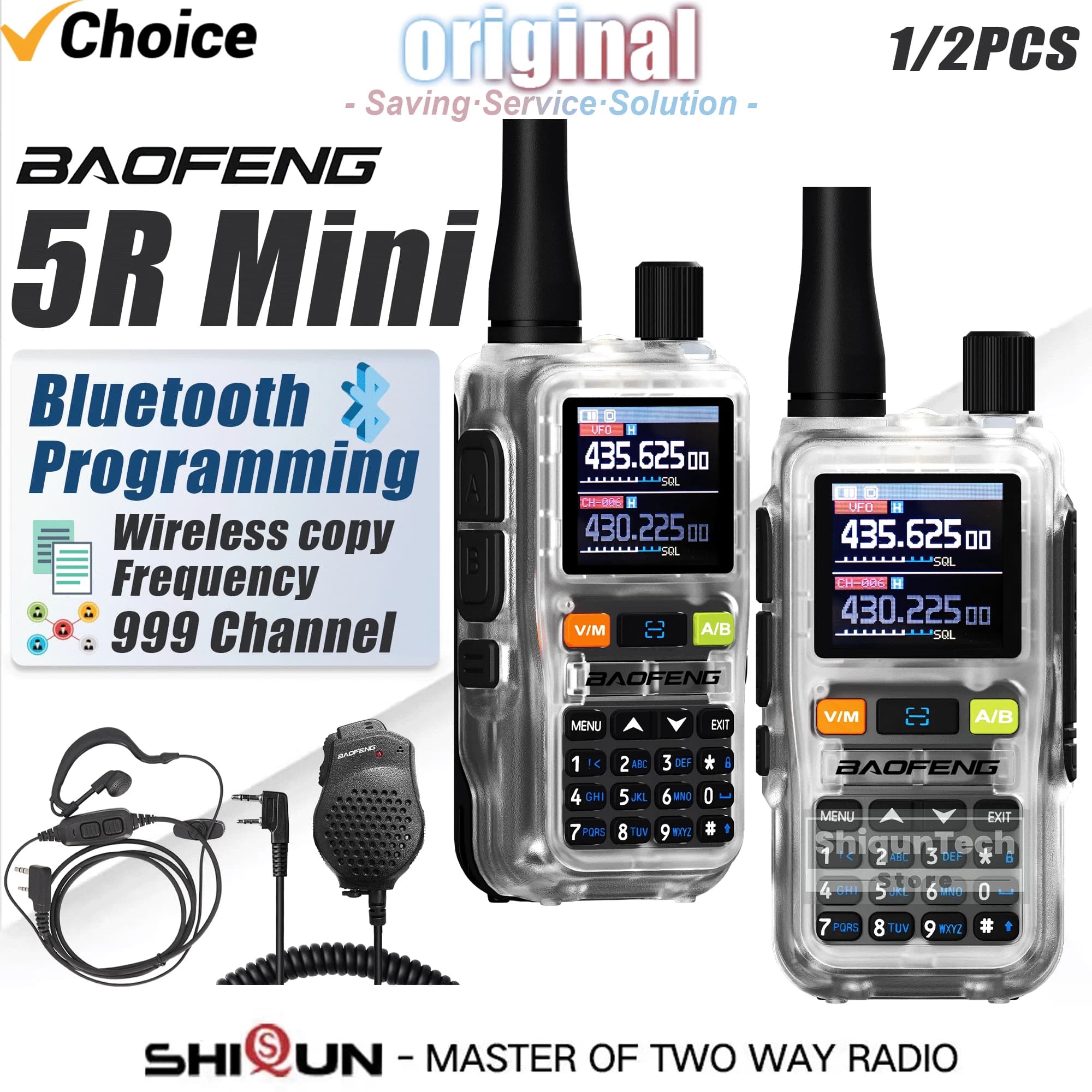 Baofeng UV 5R Mini Walkie Talkie Air Band UHF/VHF Dual Watch Dual PTT Bluetooth Programming Type-C Camping Ham Radio Upgrade 5R