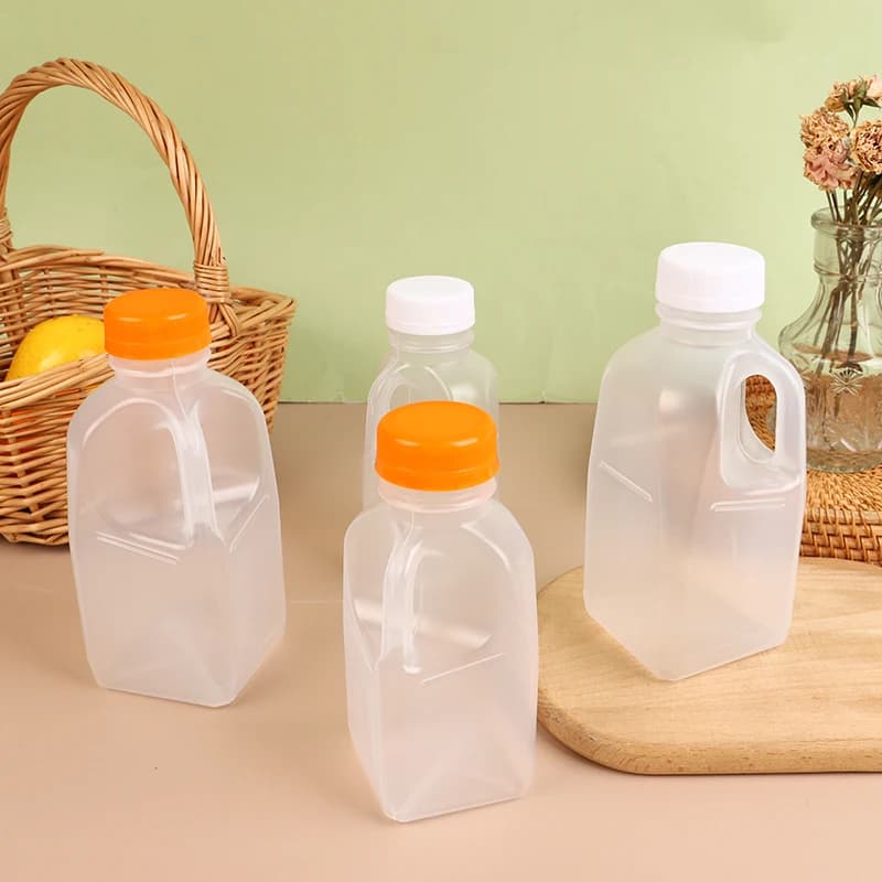 1PC 320/500ml Transparent Kids Water Bottle Plastic Juice Bottle PET Milk Beverage Bottle With Lid Camping Hiking Drinkware