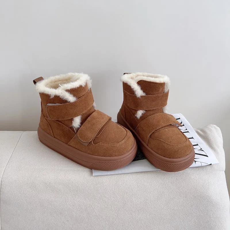 Winter New Girls Snow Boots Genuine Leather Tassels Warm Plush Kids Warm Cotton Boots Non-slip Fashion Children Boots 26-37
