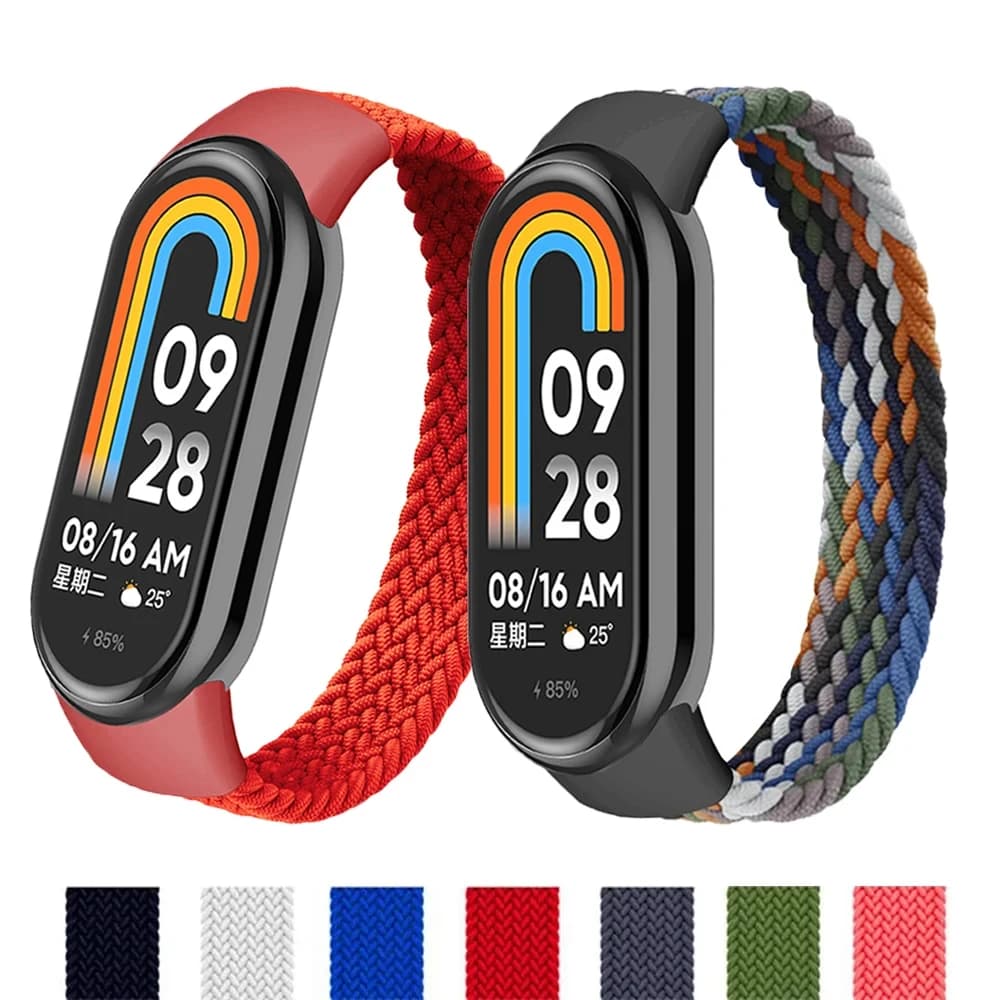 Braided Solo Loop for Xiaomi Mi Band 8 Strap Replacement accessories Elastic Nylon Watchbands correa bracelet for Miband 8 NFC
