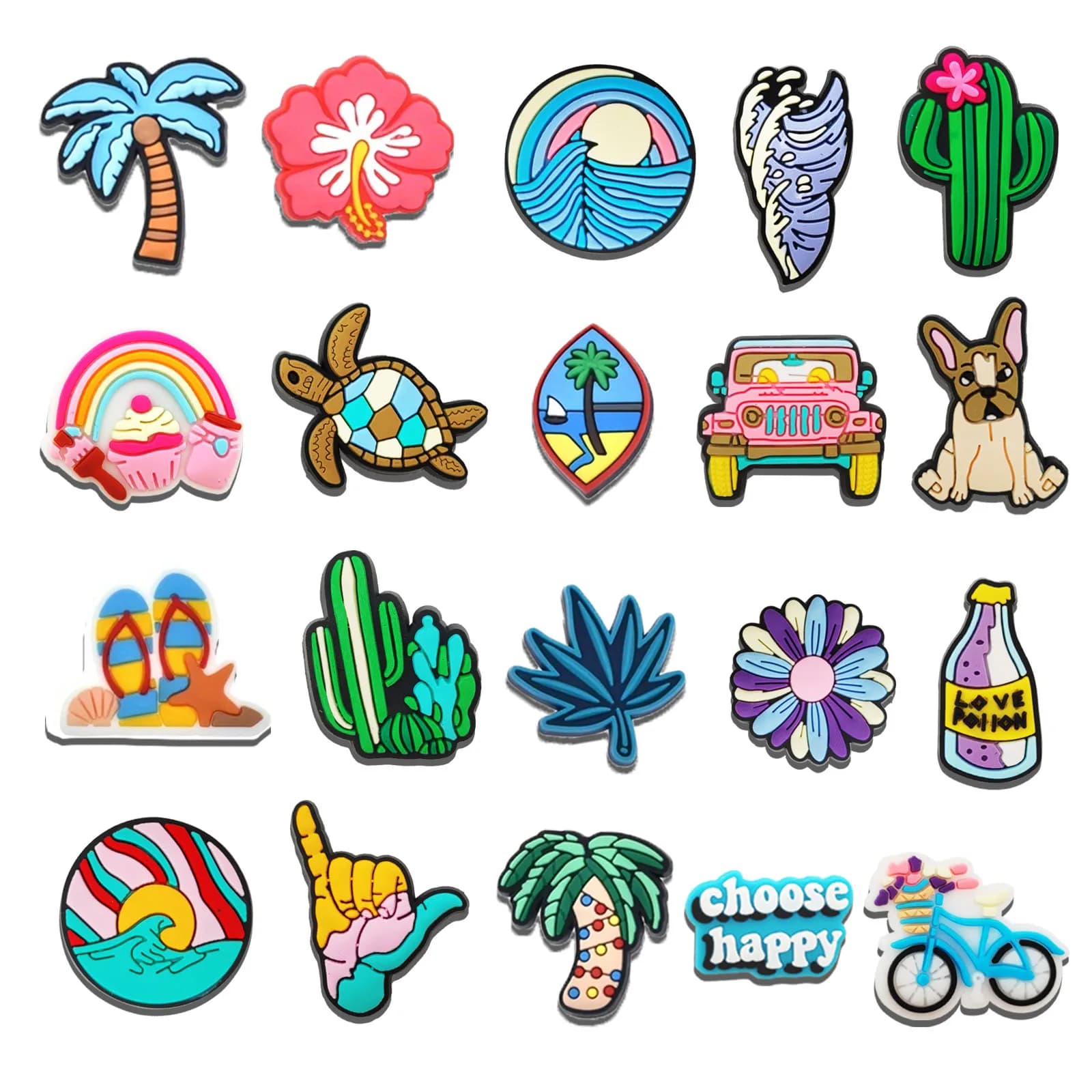 20Pcs Summer Collections Series Shoe Charms Shoe DIY Decoration Premium Quality Popular Charms Accessories Shoes Pin Great Gift