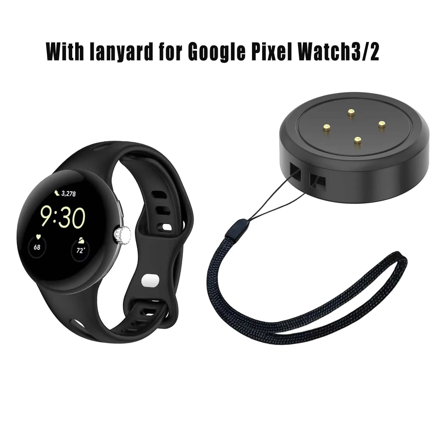 With lanyard for Google Pixel Watch3/2 USB Smart Watch Charger Replacement Charger Google Charging Dock