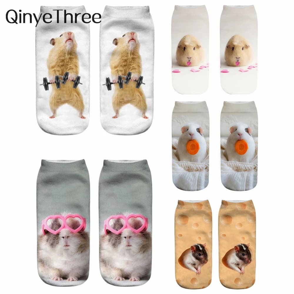New Fashion 3D Printed Mouse Totoro Socks Funny Kawaii Women Cute Animal Fitness Hamster Sokken Dropship