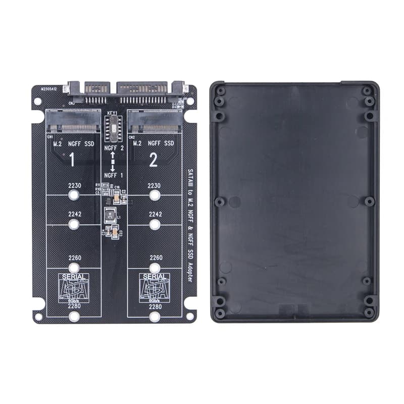 Dual M.2 to SATA3.0 Adapter M.2 SATA Protocol SSD Adapter 2 Port NGFF M.2 B Key to SATA 3.0 6Gbps M2 to SATA Converter Card Case