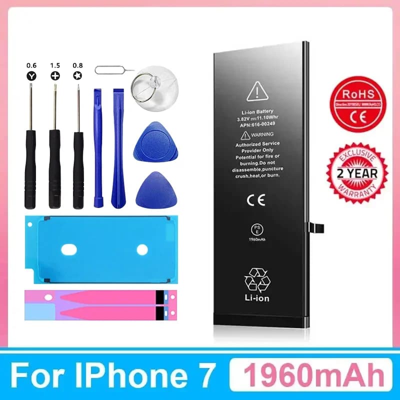 XDOU 2025 New Phone Battery For IPhone 7 IPhone7 With Free Repair Tools Kit 1960mAh High Capacity Bateria Replacement