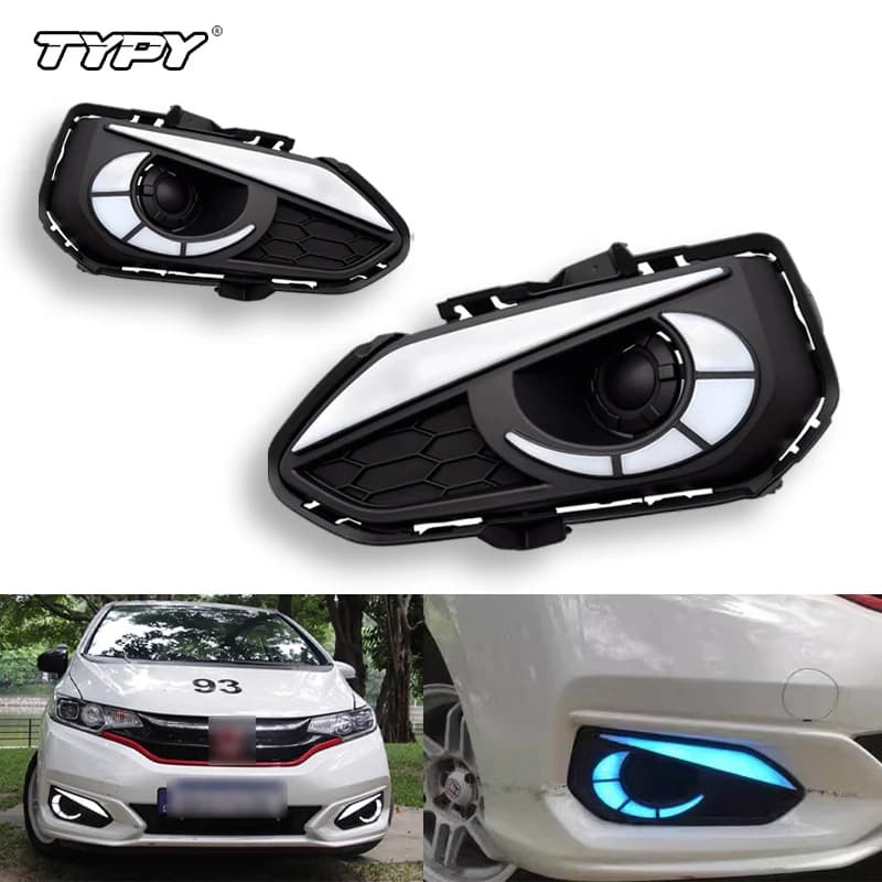 TYPY LED Daytime Running Light For Honda Fit Jazz 2018-2020 Asia Car Accessories Waterproof DRL Fog Lamp Decoration 2PCS