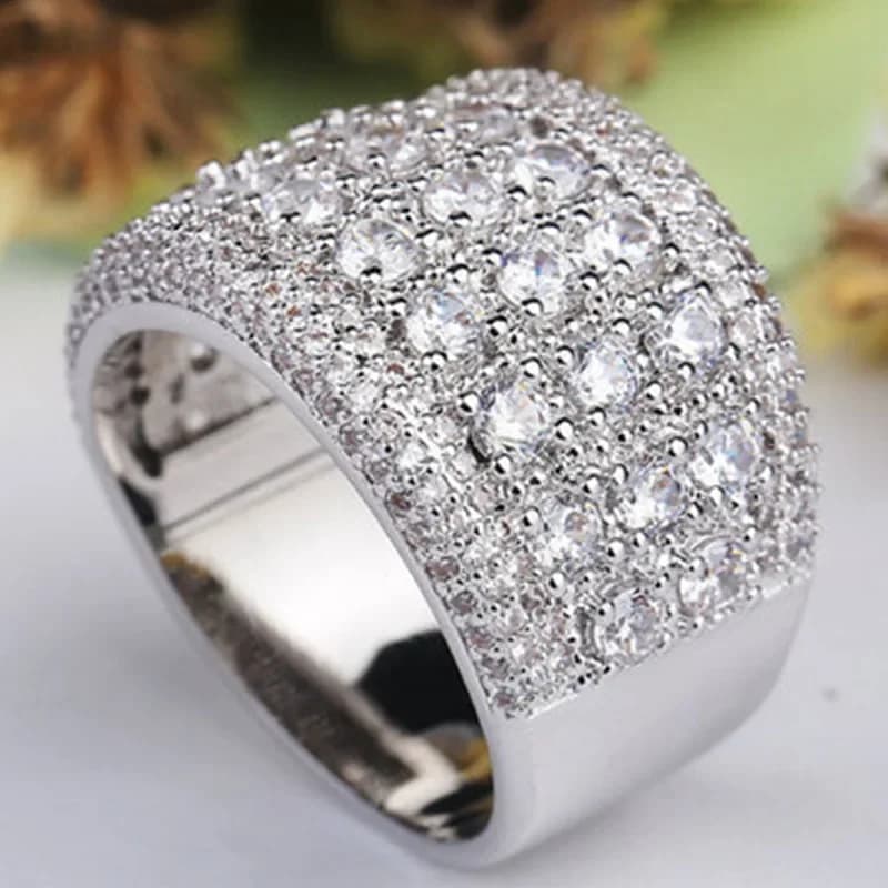 Classic Women's Ring Fashion Casual Simple Jewelry All Sparkly Cubic Zircon Party Luxury Wedding