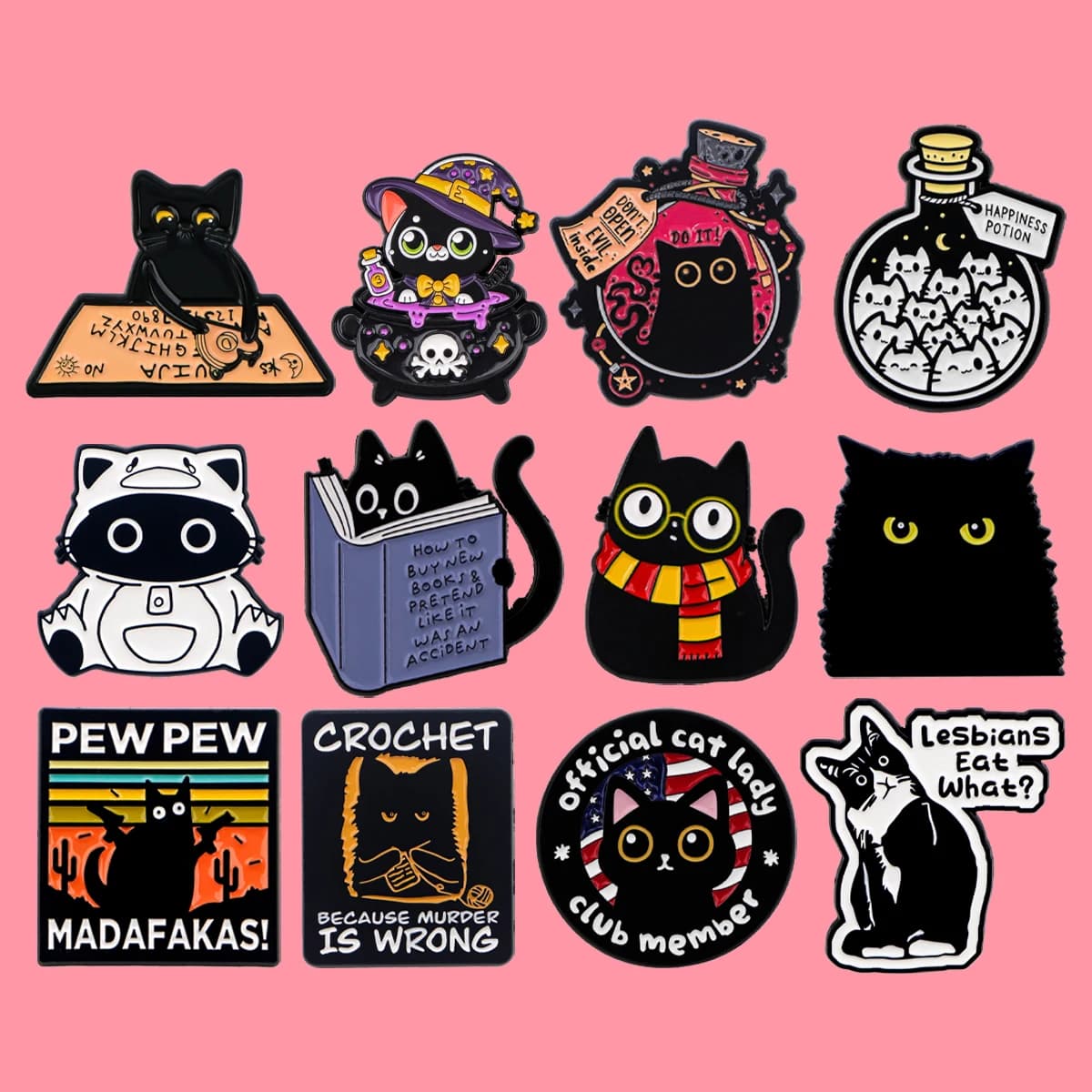 Cute Black Cats Pins Cartoon Anime Badges Brooches for Clothing Enamel Pin Women's Badges Jewelry Accessories Gifts for Friends