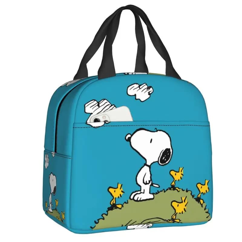 Custom Cute Cartoon Snoopy Lunch Bag Women Portable Cooler Thermal Insulated Lunch Box for School Storage Food Bento Box