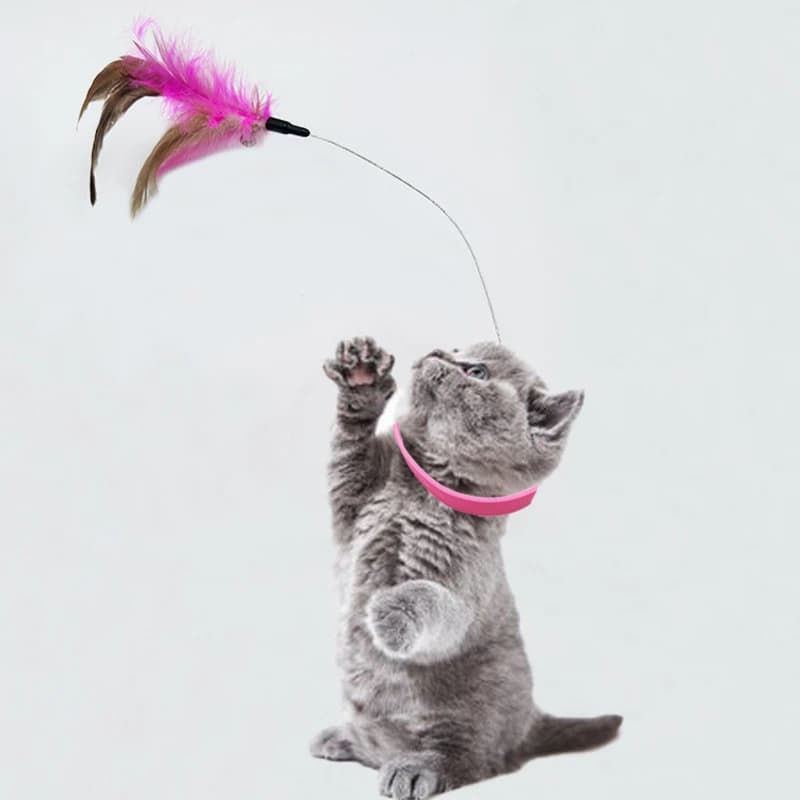 New product collar for cat teaser self-entertainment cat toy neck collar feather bell cat toy pet supplies