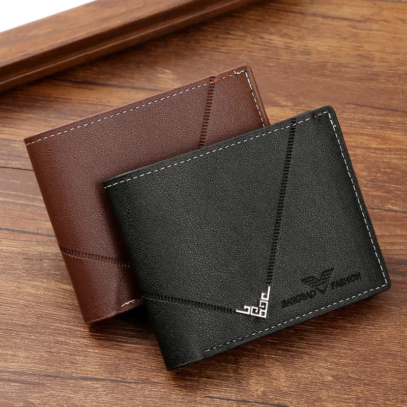 Men's Leather Wallets Casual Short Bifold Wallet Rfid blocking Wallet Slim Minimalist Card Holder Purse for Men