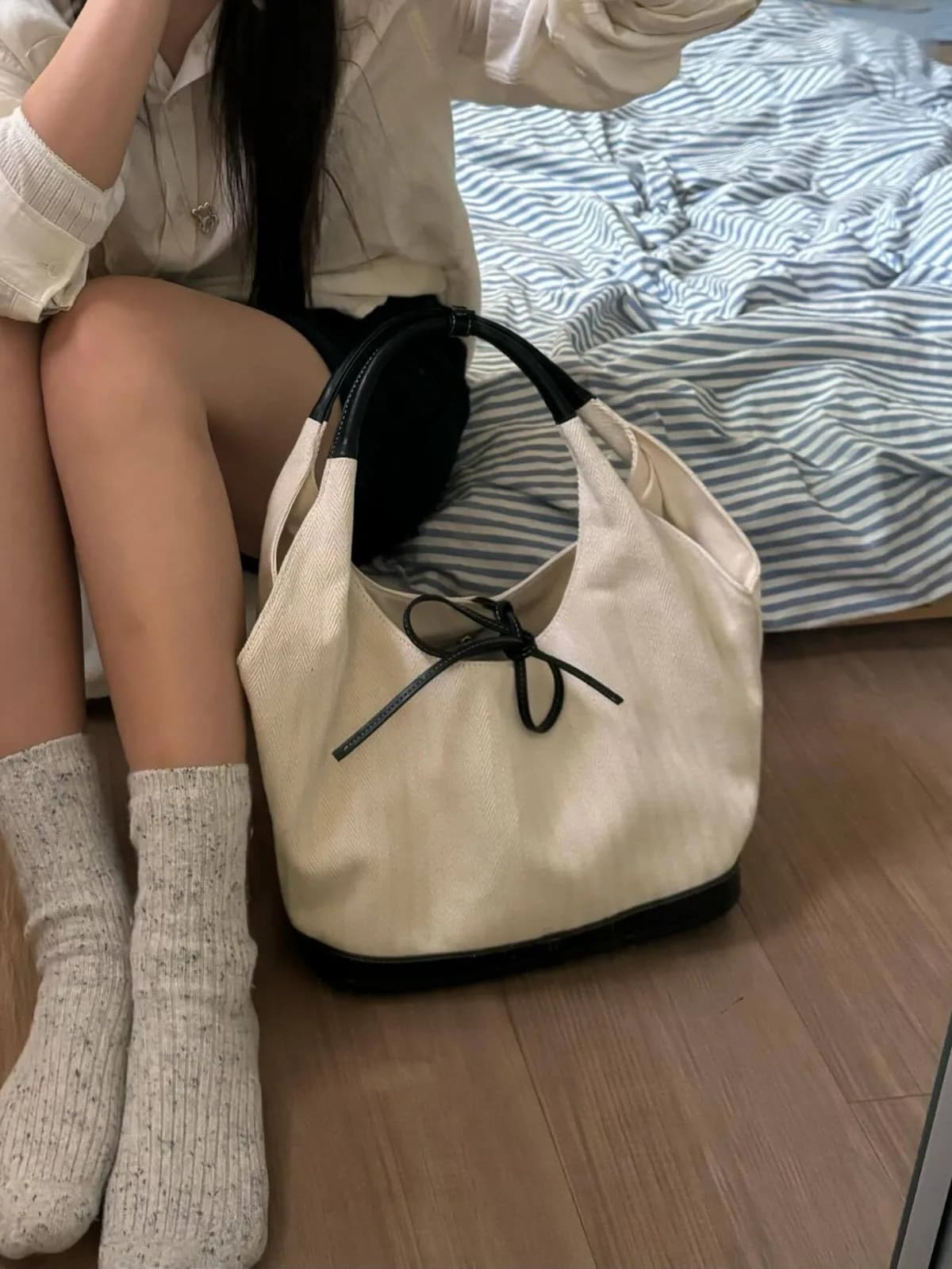 FIRMRANCH Retro Commuter Vest Design Large Capacity Women's Canvas One Shoulder Underarm Bag Trendy Three Size Book Tote Handbag