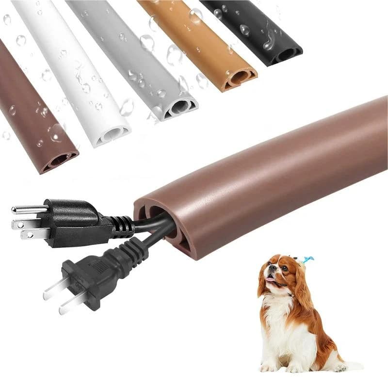 1PC 118.1inch Floor Cord Cover Sheaths PVC Flexible Electrical Conduit Cable Protectors Self-adhesive Cable Hiders for Floors