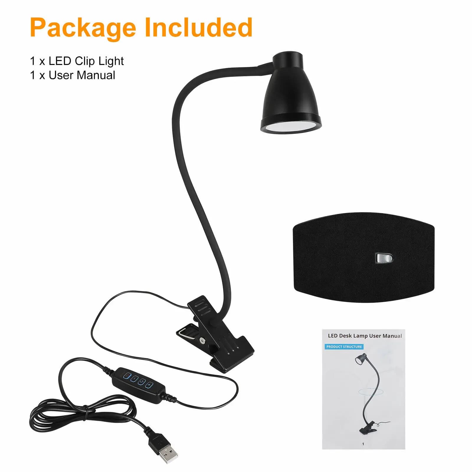3Colors Horn Type LED Desk Lamp With Clamp Base Adjustable Gooseneck USB Clip Lamp Cupboard Desk Bedside Small Book Lamp