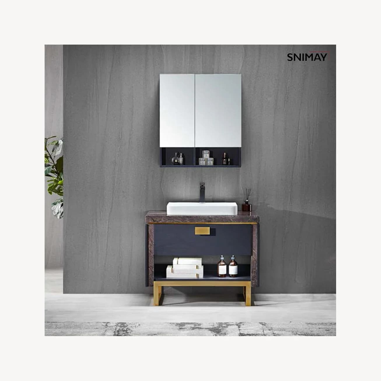 Solid Wood Bathroom Wall Hung Bathroom Cabinet Modern Vanity Cabinet