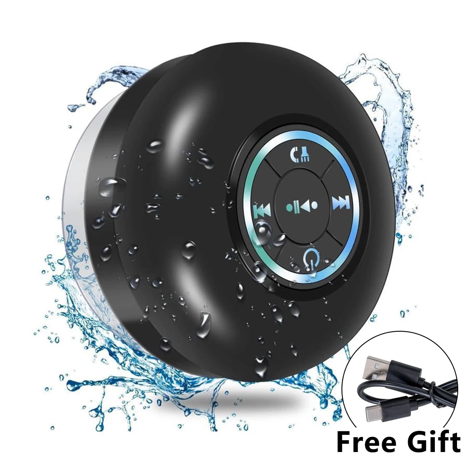 Enhance the happiness of bathing! Waterproof RGB Light Speaker, Mini Portable Wireless Speaker, Rechargeable Waterproof Speaker