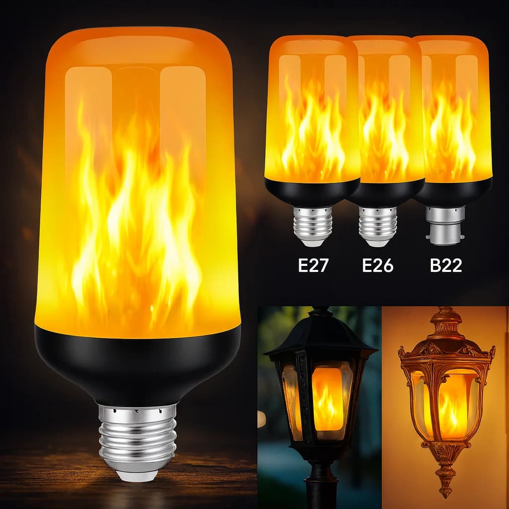 B22 E27 LED Flame Effect Light Bulb 4 Modes Flickering Fire Simulation for Party KTV Festival Garden Home Decor Outdoor Lighting