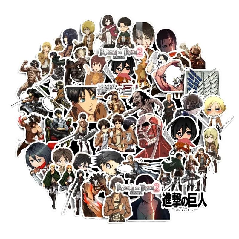 50PCS Anime Attack on Titan Graffiti Stickers for Bicycle Hand Account Pencil Case Decals