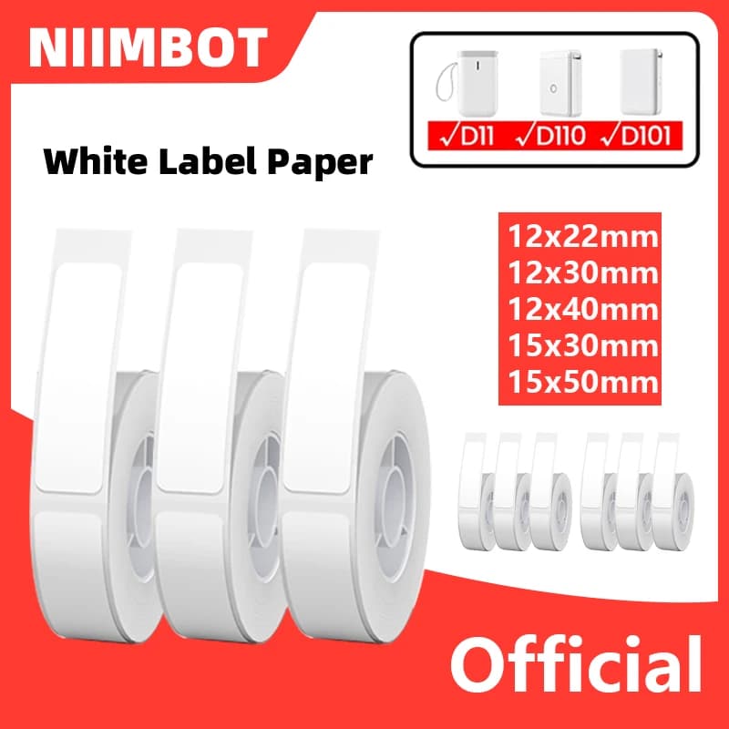 Niimbot D11/D101/D110 Mini Portable Printer White Tape Sticker Papers Waterproof Anti-Oil No Glue Thermal Label Printer New
