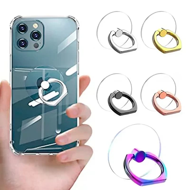 1/4PC Cell Phone Ring Holder Transparent Finger Grip Loop 360 Degree Rotation Kickstand Stand Compatible All Types Smartphone