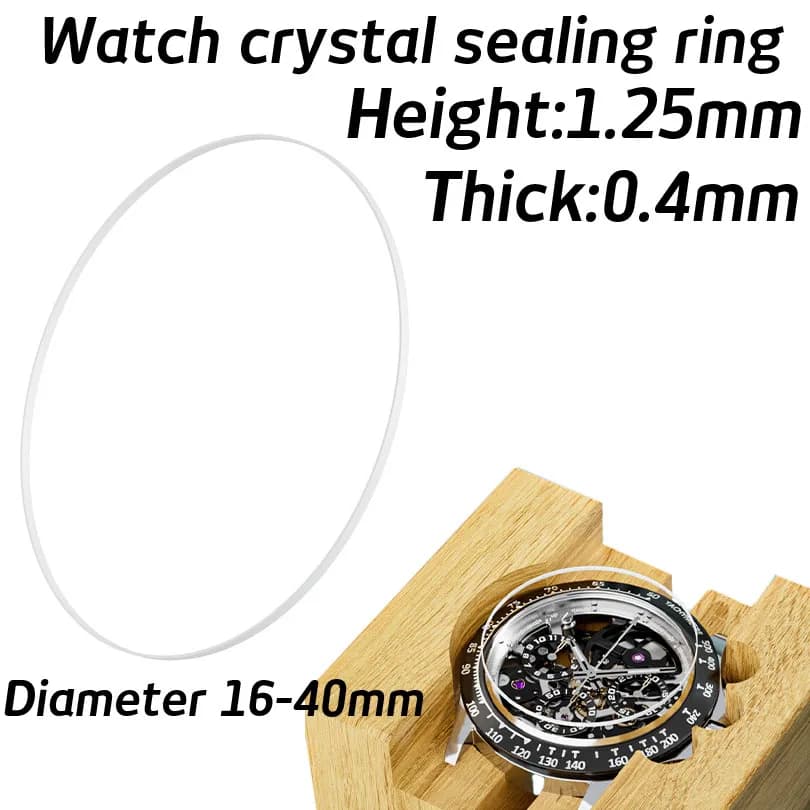 1.25mm Height I ring Watch Crystal Gasket 16mm to 40mm Inner Diameter for Waterproof 0.4mm Thick Watch Glass Repair Parts