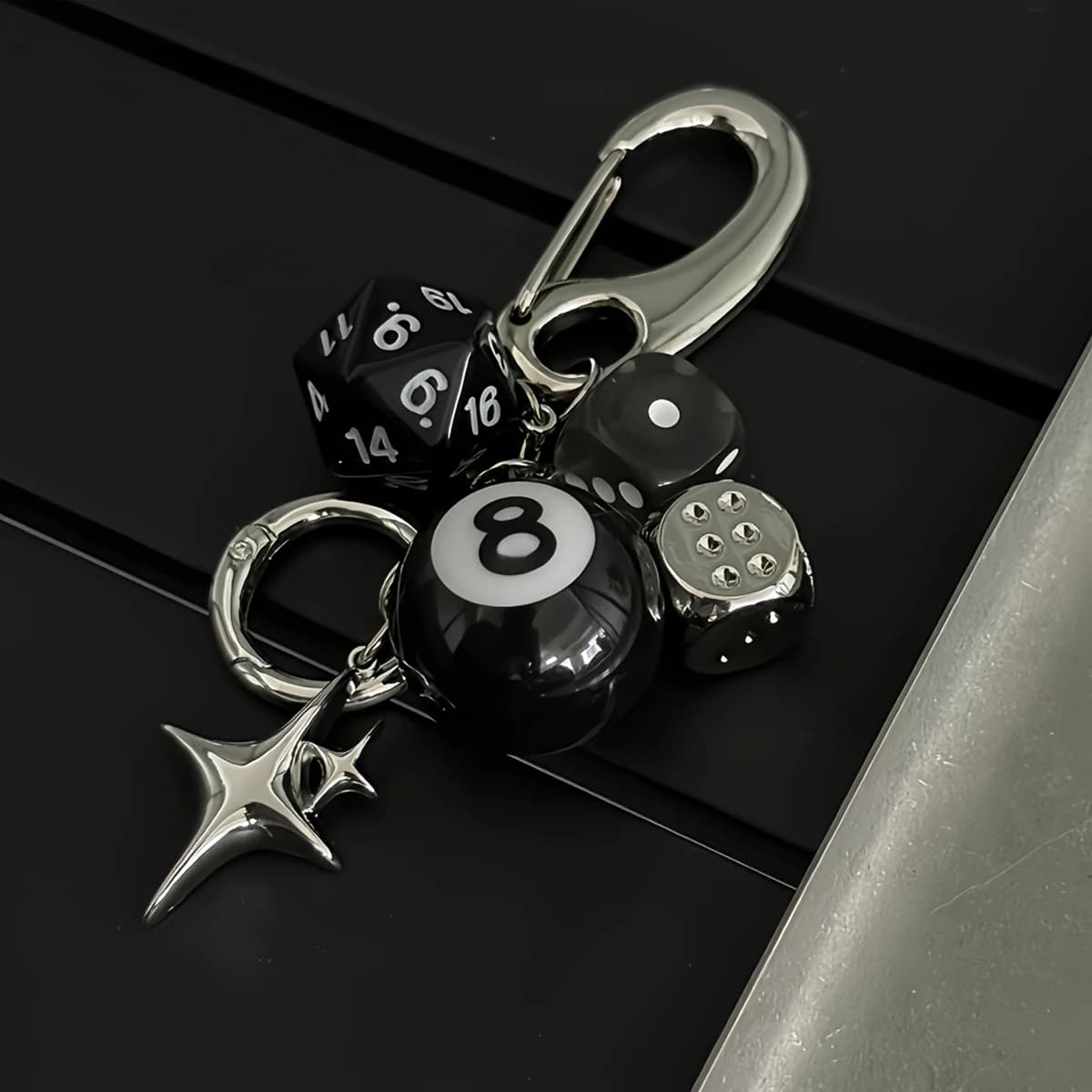 Star Dice Black Eight Ball Pendant Bag Pendant Handmade Diy Pendant Ornaments Suitable for Car Keychain Decorations Cool Style