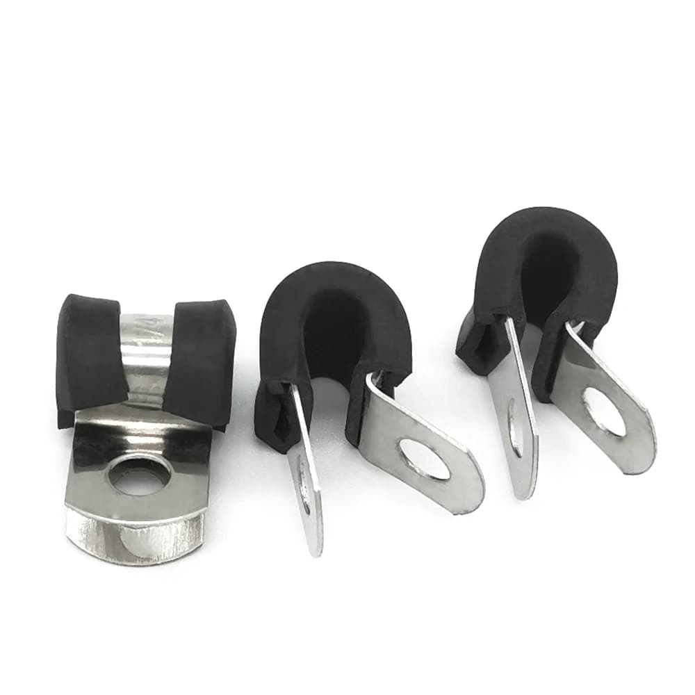 20pcs 304SS Rubber Lined P Clips R Type Pipe Clamp Cable Mounting Hose Pipe Clamp Fixed Clamp Pipe Bracket
