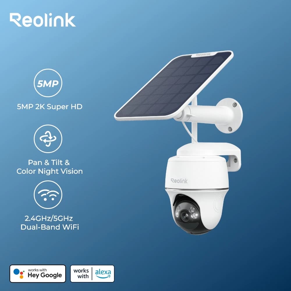 Reolink 5MP WiFi Security Camera Wireless Pan & Tilt Outdoor Solar Powered IP Camera Color Night Vision Surveillance Camera