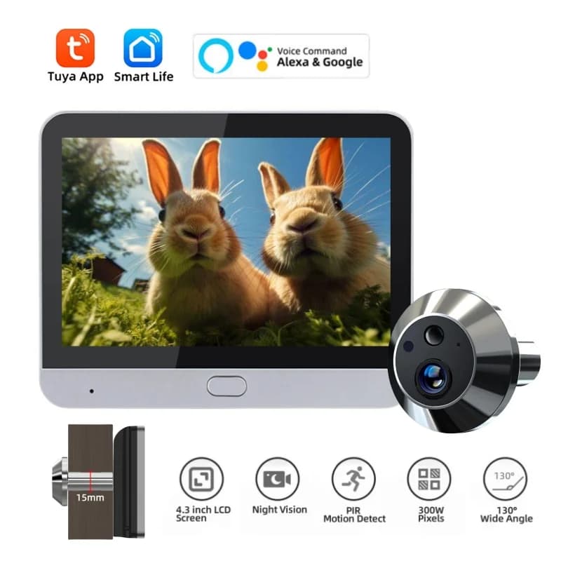 Tuya Home Smart Video Door Camera Alexa 3MP Wifi Wireless Hot Viewer IR Security-protection Video peephole for the door