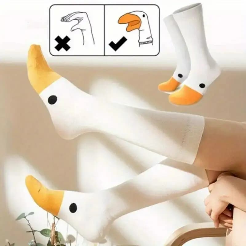 New Funny Goose Duck Printed Socks Fashion Women Cartoon Animal Winter Warm Mid Tube Cotton Sock Sports Creative Casual Sox Gift