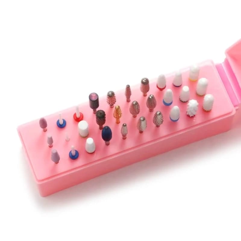 Y1UF 30/48 Holes Drill Bits Storage Box Special-Purpose Nails Grinding Head Holder Stand Display Box Manicure Storage