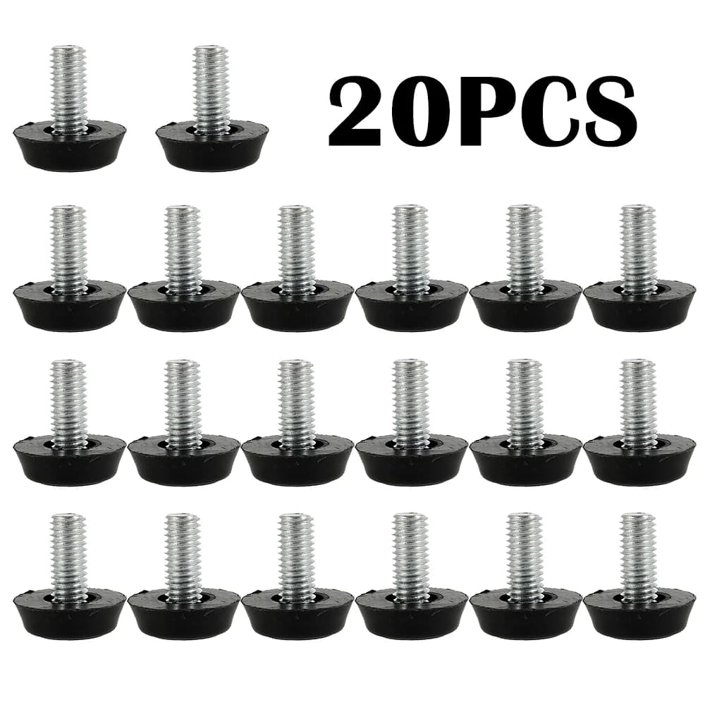 20Pcs Adjustable Galvanized Steel Furniture Legs Anti-slip Base Table Cabinet Leg Pad Feet Leveler M8 Screw Metal Furniture Foot