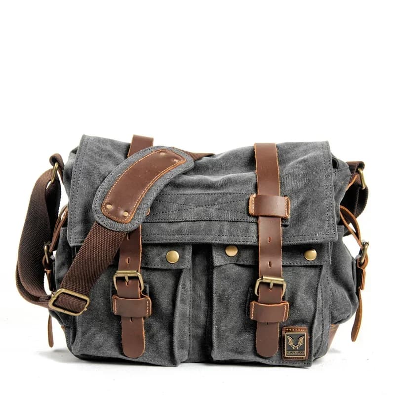 MUCHUAN Canvas Leather Men Messenger Bags Big Satchel Shoulder Bags Male Laptop Briefcase Travel Handbag