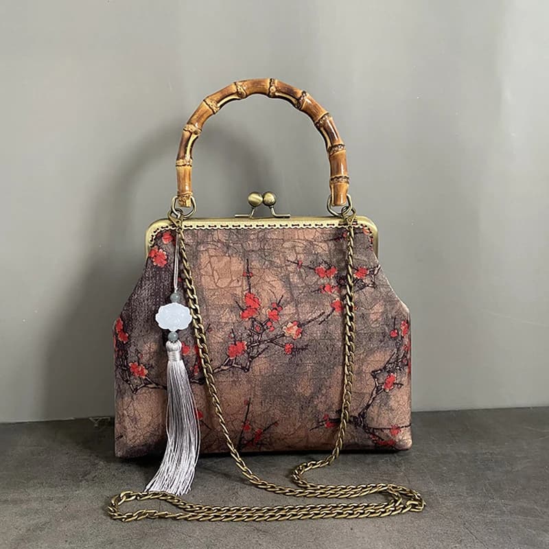 Lock Shell Bags Small Red Flowers Fringe Bag Vintage Designer Chain Women Shoulder Crossbody Bag Chic Lady Women's Handbags Bag