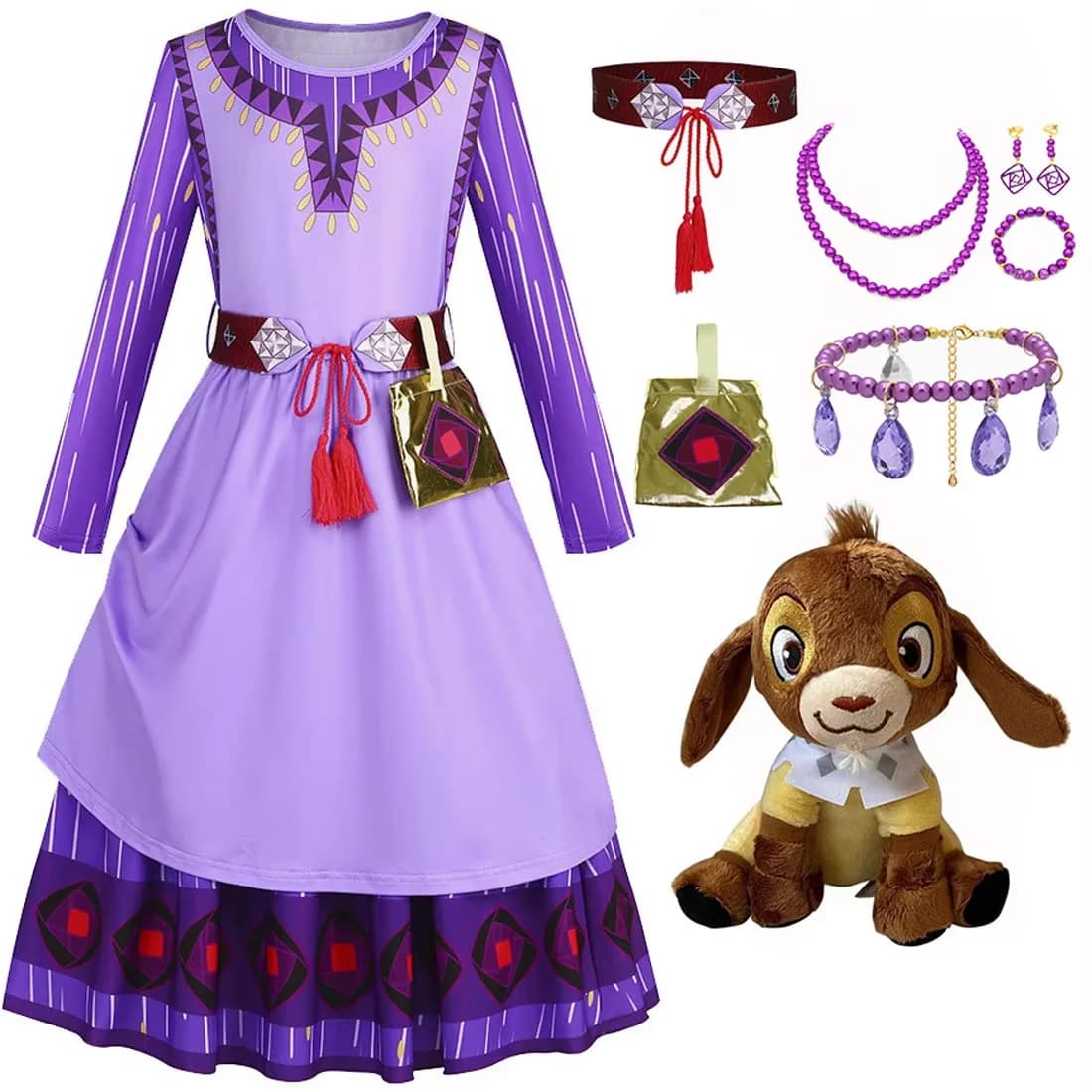 2024 Princess Dress for Girls Asha Cosplay Movie Wish Asha Kids Toddler Christmas Birthday Party Outfits Purple Clothes