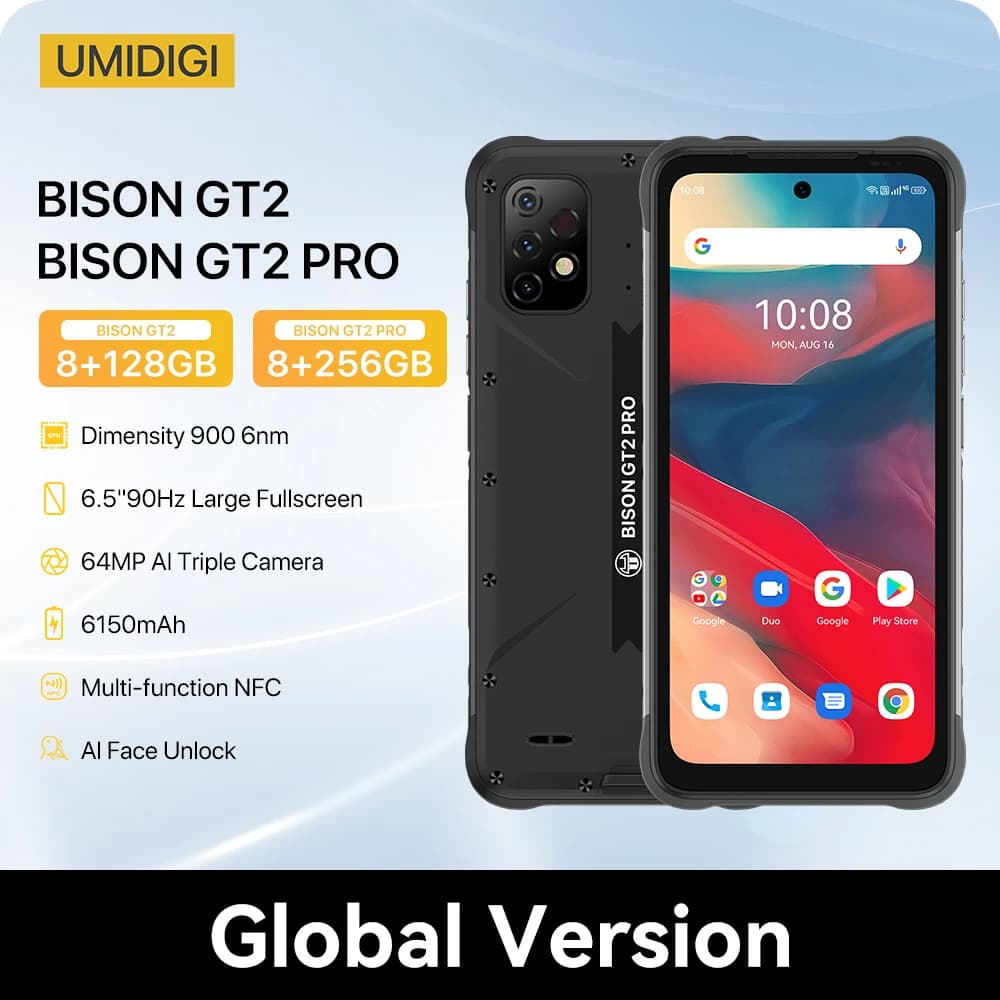 UMIDIGI BISON GT2 PRO Android 12 Rugged Smartphone Helio G95 6.5" FHD+ NFC 64MP Camera 6150 mAh Battery Phone