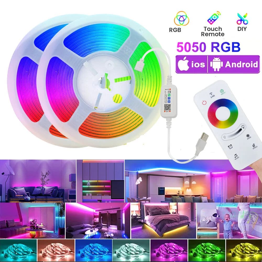 1-30M/100FT LED Strip Light USB RGB LED Ribbon Tape Bluetooth Touch Remote Control LED Strip LED TV Backlight For Bedroom Decor