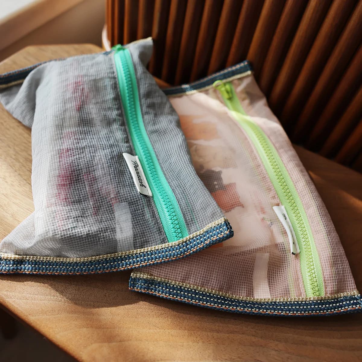 Translucent mesh nylon storage bag ID bag travel ticket data line pen storage portable thin foldable Cosmetic bag Pencil Case