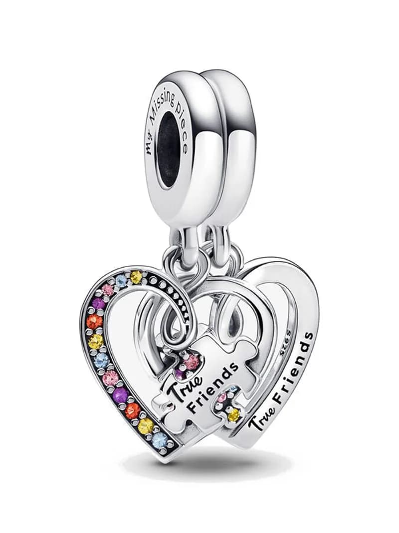 925 Silver Plated Sterling Puzzle Piece Hearts Splittable Friends Bead Fit Original European Bracelets Charm Jewerly Accessories