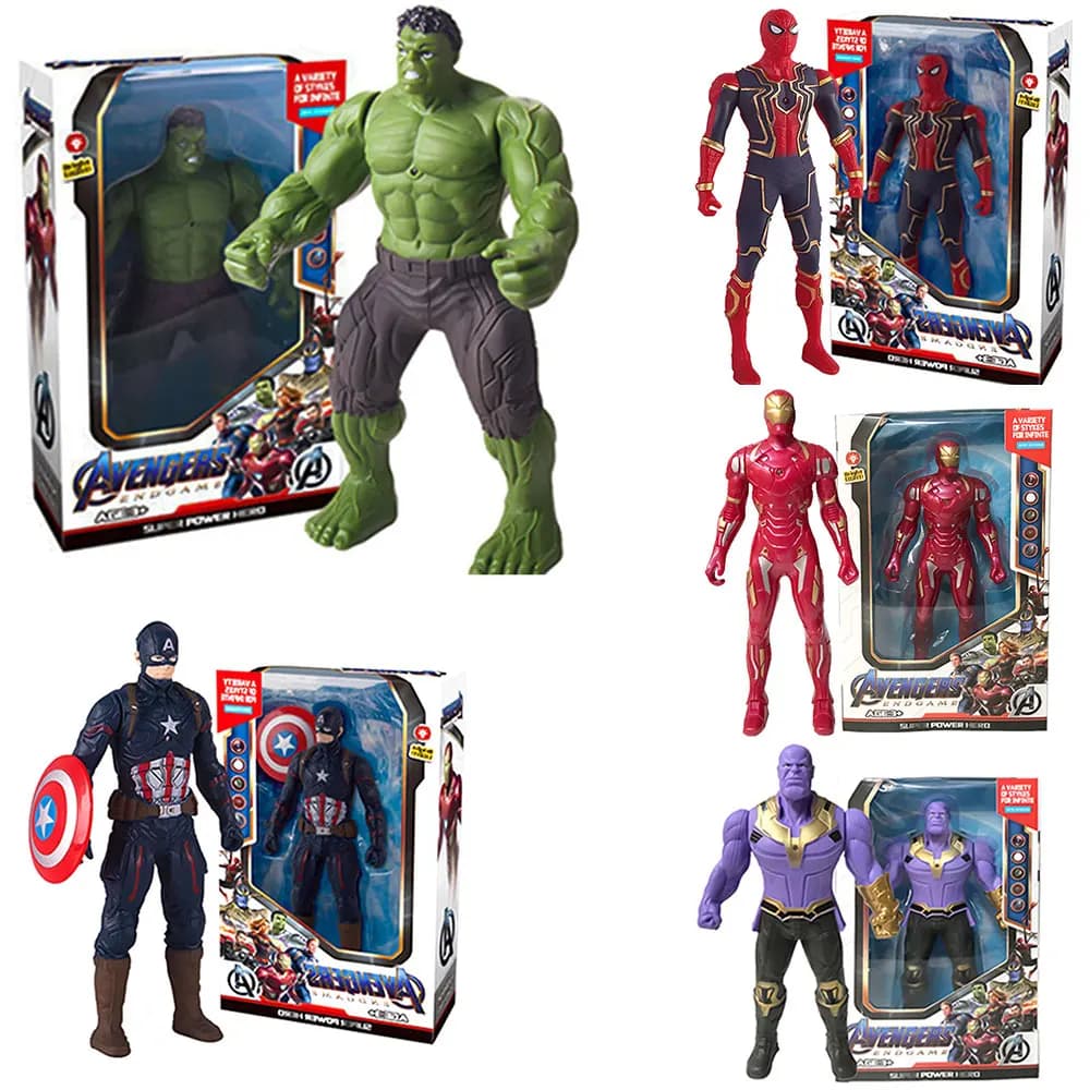2024 Marvel Spiderman Hulk Ironman Anime Action Figure Toy Christmas Gift Pvc Movable Joints Luminous Doll Collection Model Toy