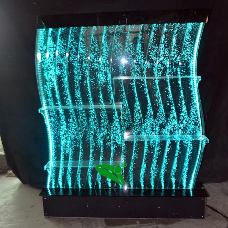 custom,S shape LED mobile bar cabinet wine display with water bubble wall